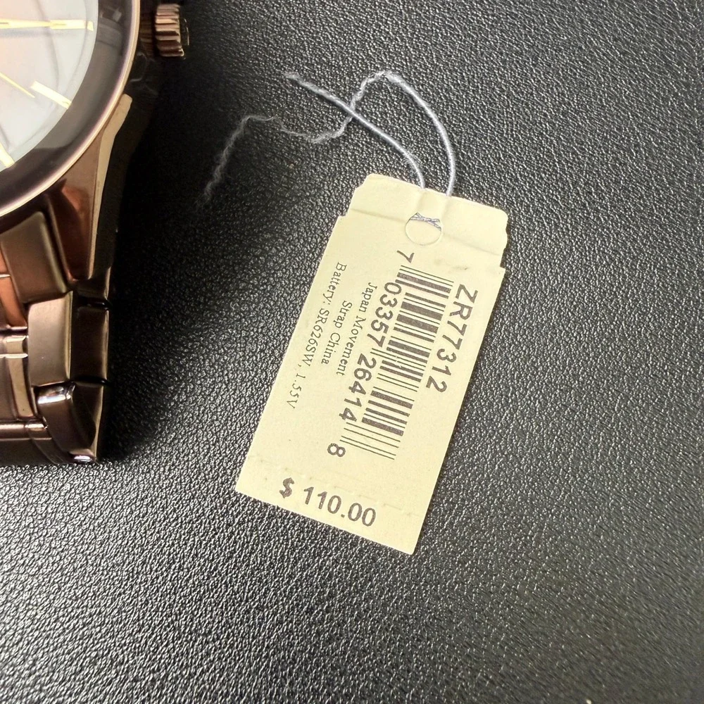 MSRP $110 Relic by Fossil ZR77312 Mens‎ Rylan Diamond Accent Brown Watch New Ba